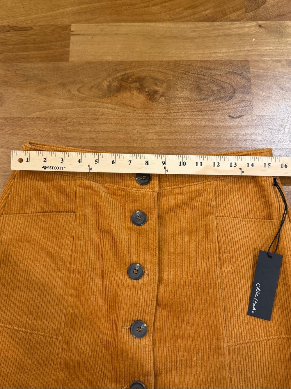 Chloe & Katie NWT Corduroy Button-Front Mini Skirt in Amber Orange Size Large - Picture 10 of 10